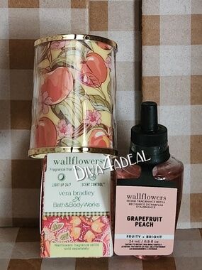 Bath & Body Works X Vera Bradley Peach Nightlight Wallflower Plug 2PC Bundle